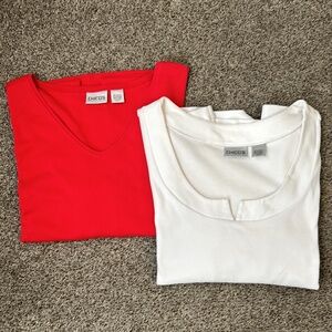 Chico's Set of 2 Red and White V-Neck Tops